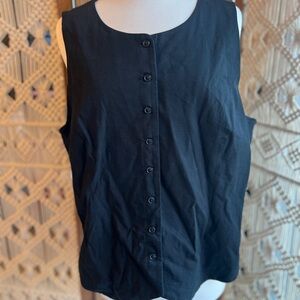 A New Day Black Work Wear Linen Button Up Vest